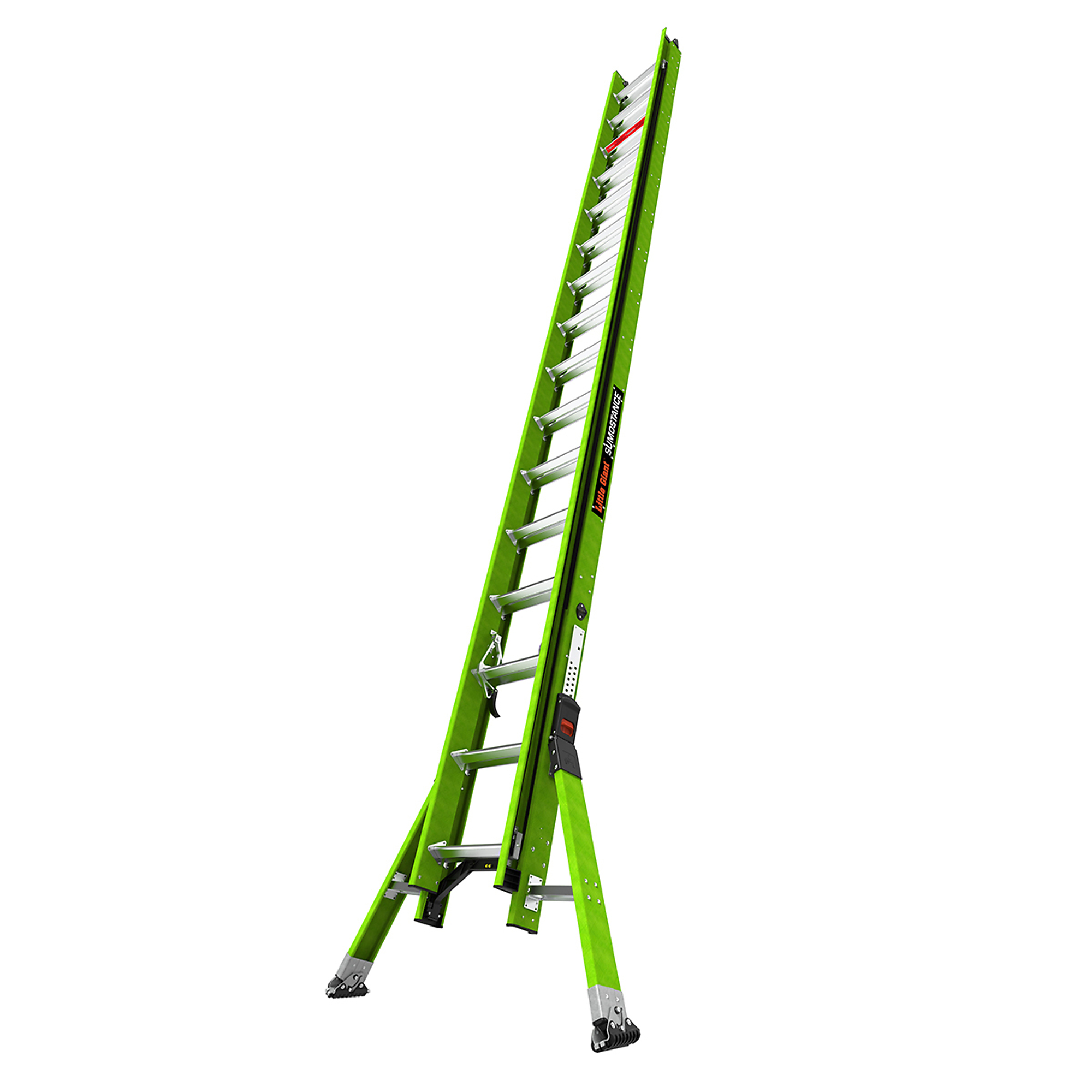Little Giant SumoStance Extension Ladder - 32ft., Fiberglass, 300-Lb. Capacity, Wall Pads, Climbing Angle Bubble Level, Model# 18832-280